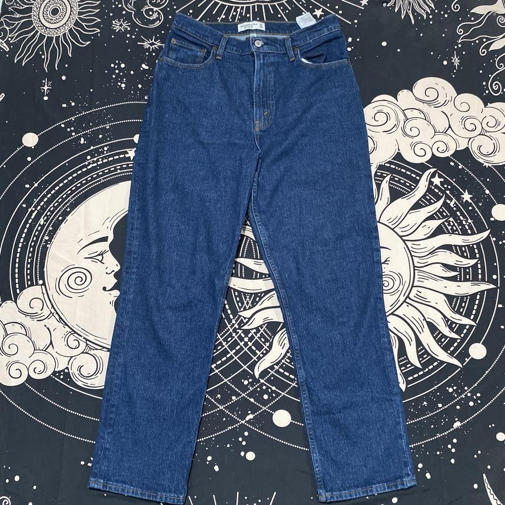 Abercrombie & Fitch Curve Love Straight Jeans Women 10 Blue Cotton Denim